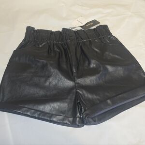 Forever 21 Black High Waist Faux Leather Shorts